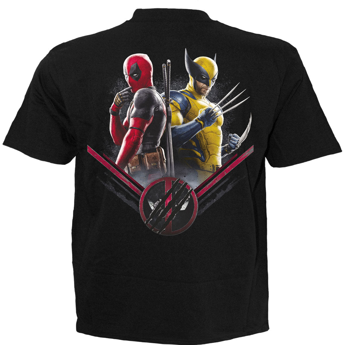 Marvel Comics Unisex T-Shirt: Deadpool Wolverine Bullseye (Black) (Back Print)