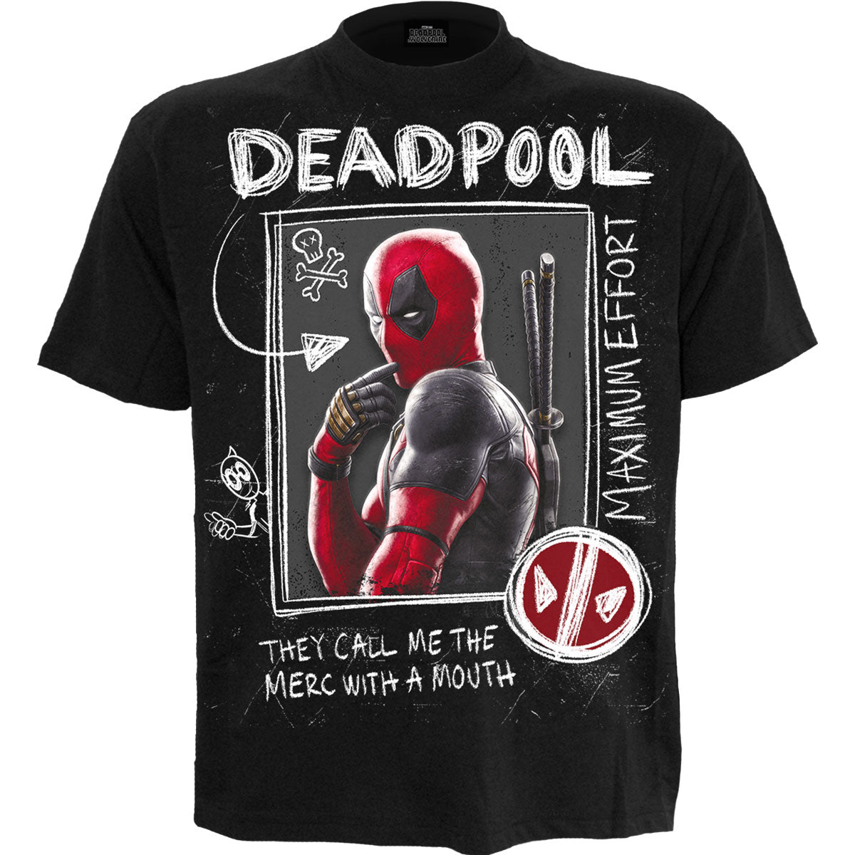 Marvel Comics Unisex T-Shirt: Deadpool Wolverine Sketches (Black) (Back Print)
