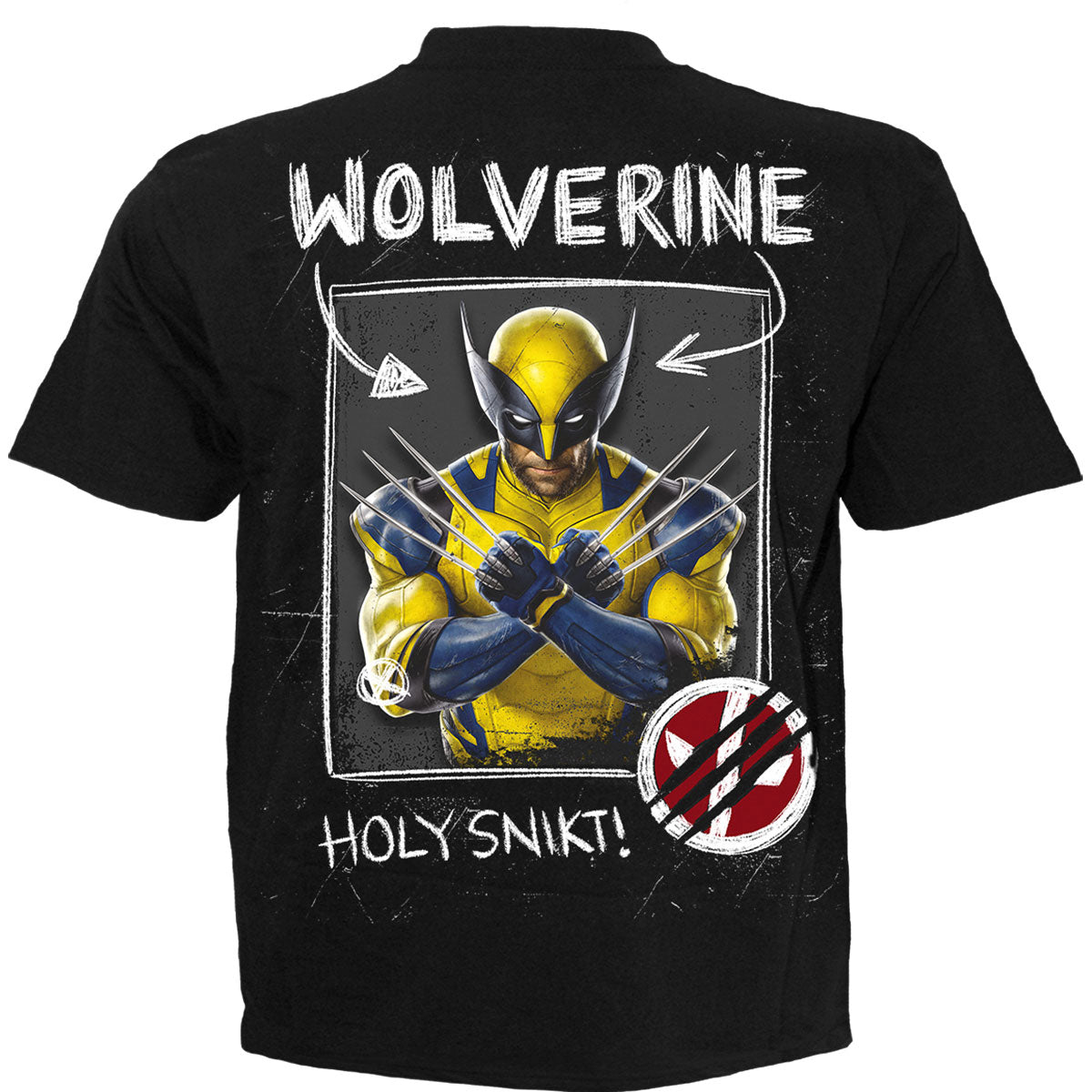 Marvel Comics Unisex T-Shirt: Deadpool Wolverine Sketches (Black) (Back Print)