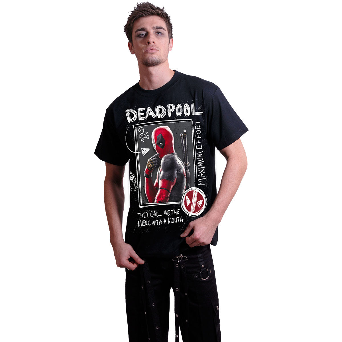 Marvel Comics Unisex T-Shirt: Deadpool Wolverine Sketches (Black) (Back Print)