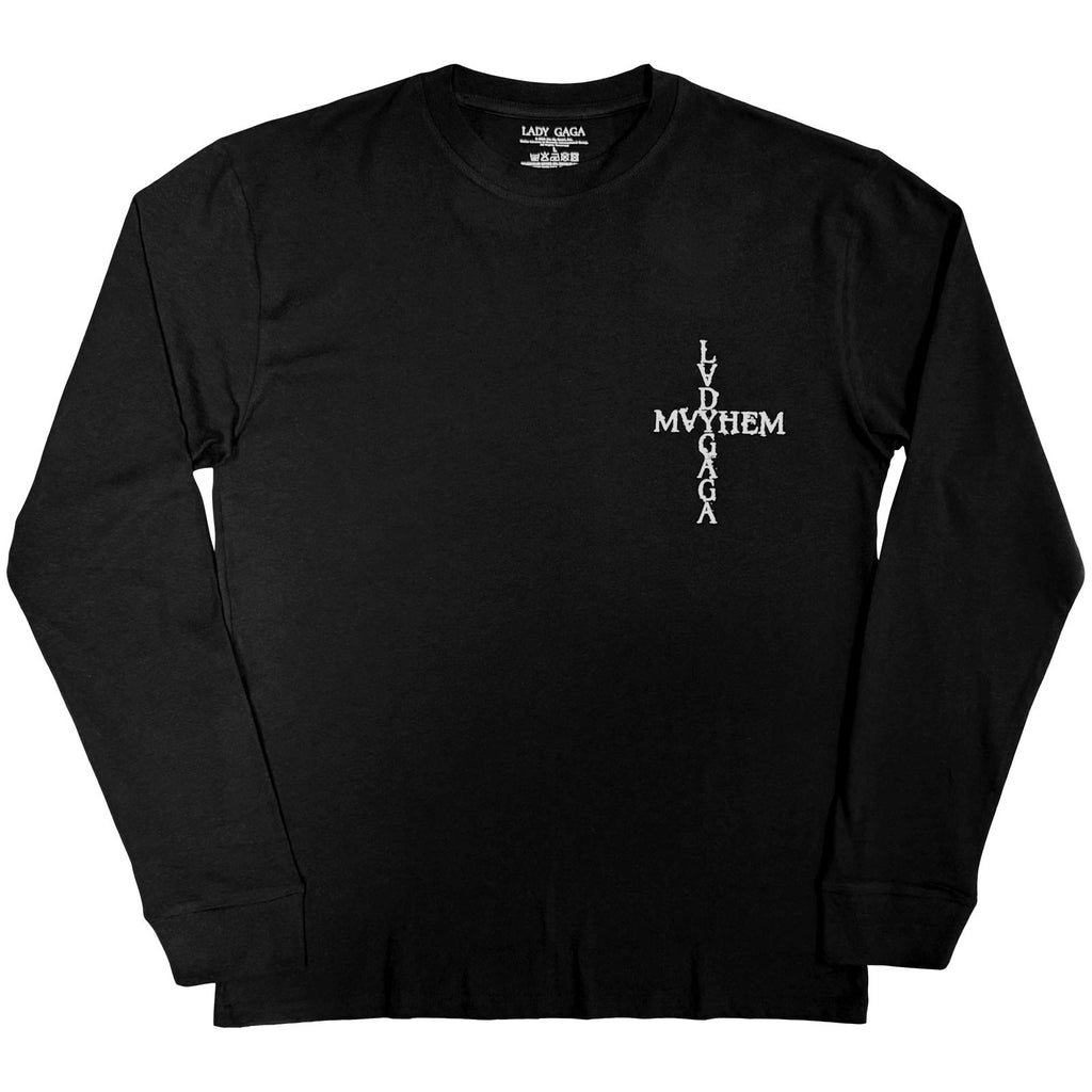 Lady Gaga Unisex Long Sleeve T-Shirt: Mayhem (Black) (Back Print)