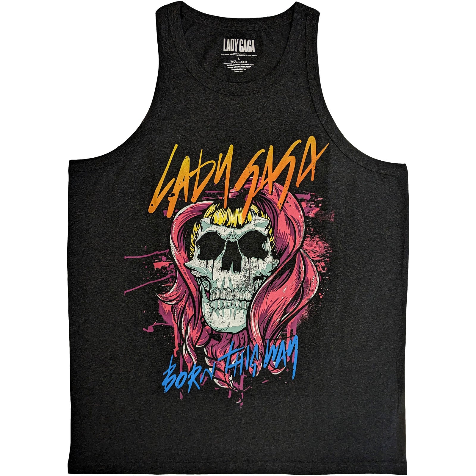 Lady Gaga Unisex Tank T-Shirt: Skull (Charcoal Grey)