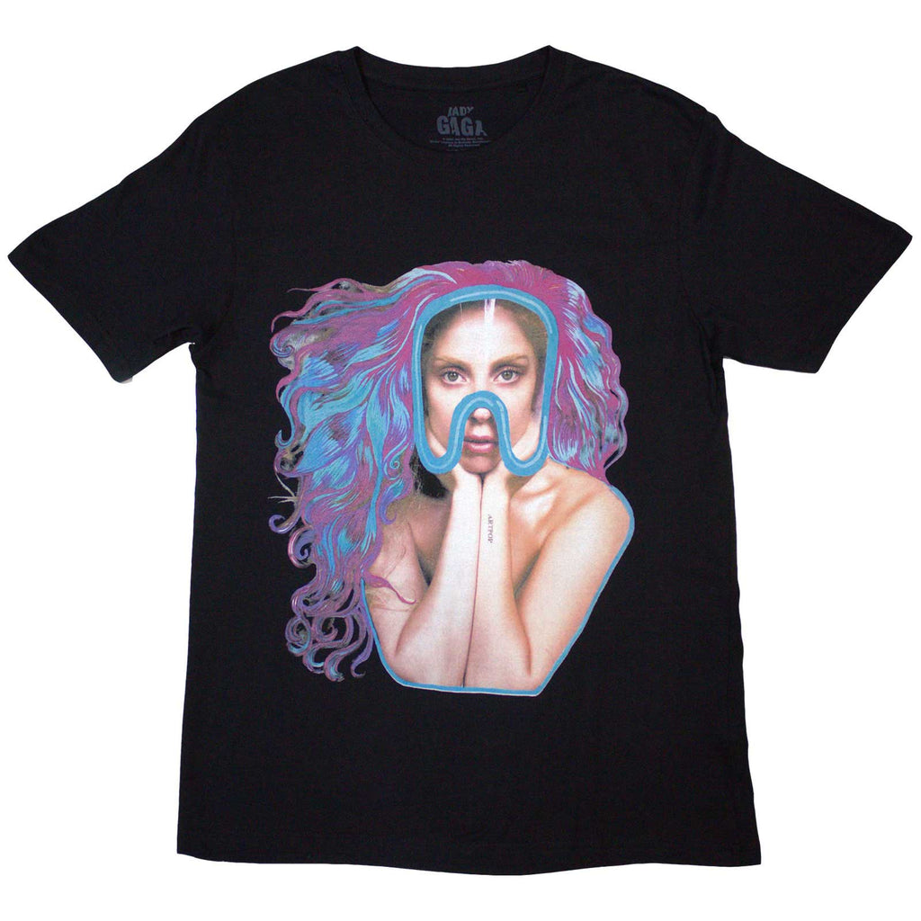 Lady Gaga Unisex T-Shirt: Artpop Goggles (Black) (Back Print)