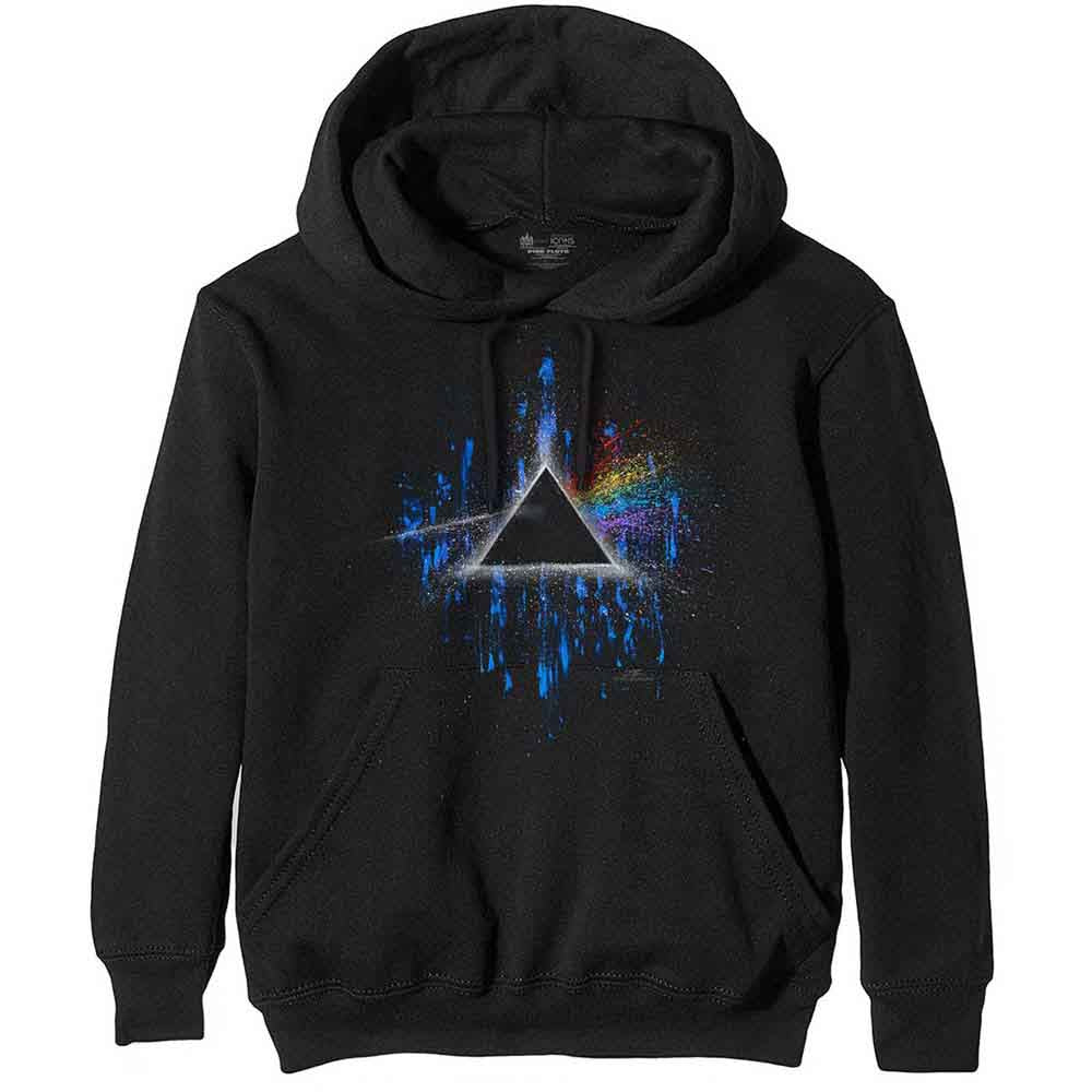 Pink Floyd Unisex Pullover Hoodie: Dark Side of the Moon Blue Splatter (Black)