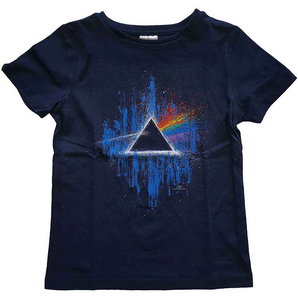 Pink Floyd Kids T-Shirt: Dark Side of The Moon Blue Splatter (Navy Blue)