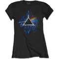 Pink Floyd Ladies T-Shirt: Dark Side of the Moon Blue Splatter (Black)