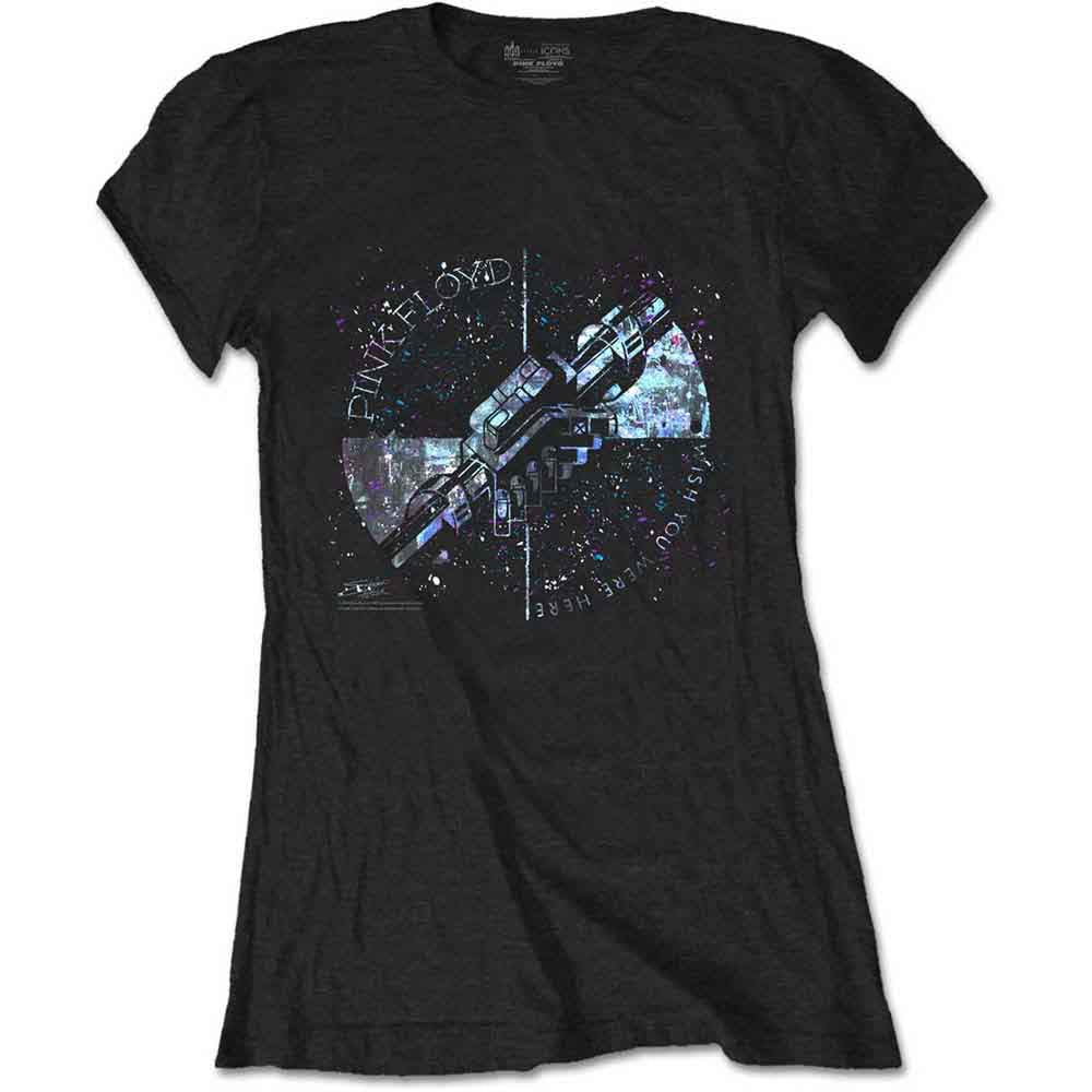 Pink Floyd Ladies T-Shirt: Machine Greeting Blue (Black)