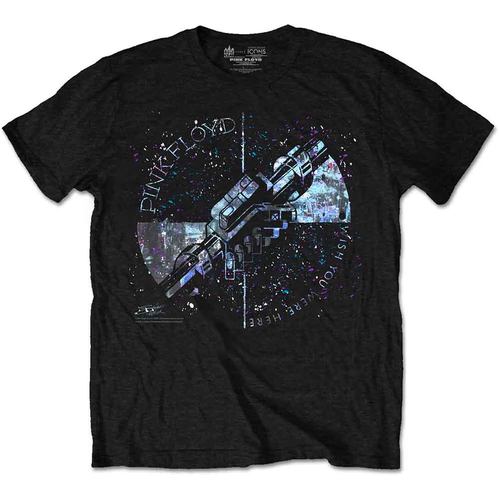 Pink Floyd Unisex T-Shirt: Machine Greeting Blue (Black)