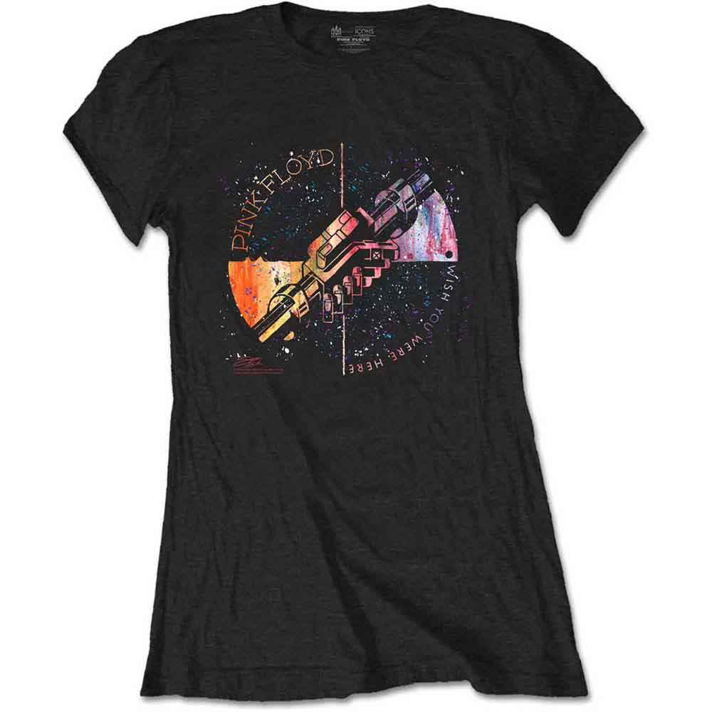 Pink Floyd Ladies T-Shirt: Machine Greeting Orange (Black)