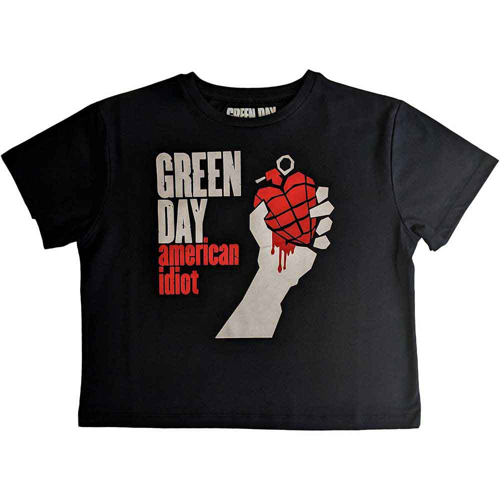 Green Day Ladies Crop Top: American Idiot (Black)
