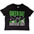 Green Day Ladies Crop Top: American Idiot Wings (Black)