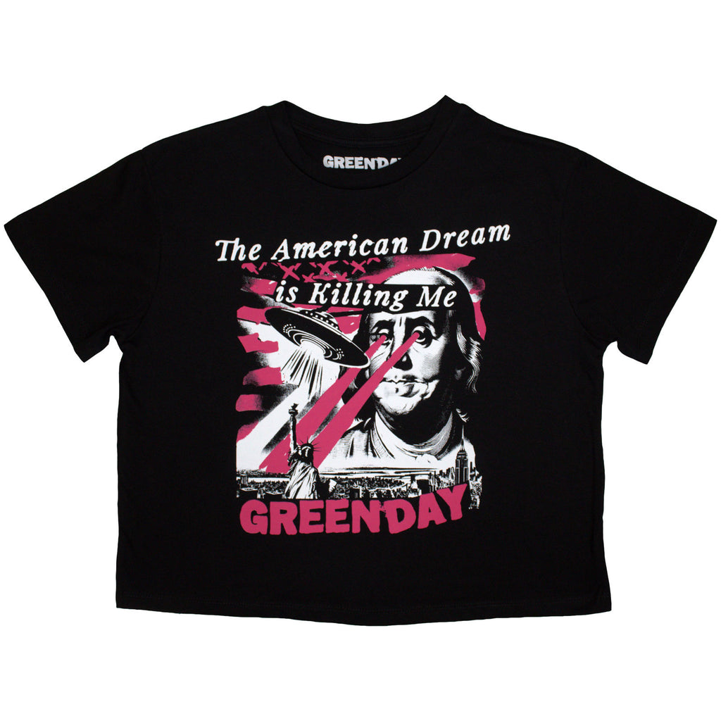 Green Day Ladies Crop Top: American Dream (Black)