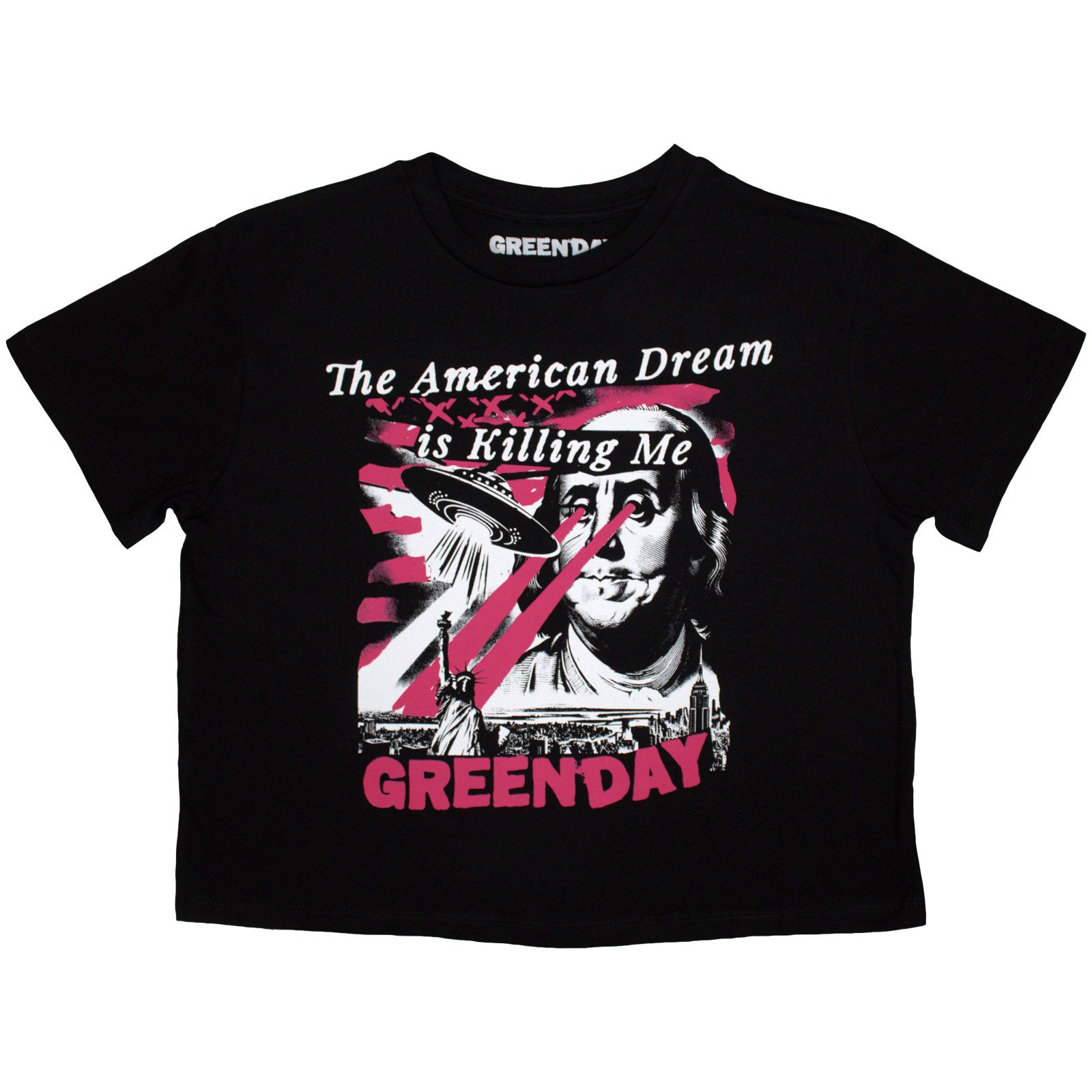 Green Day Ladies Crop Top: American Dream (Black)