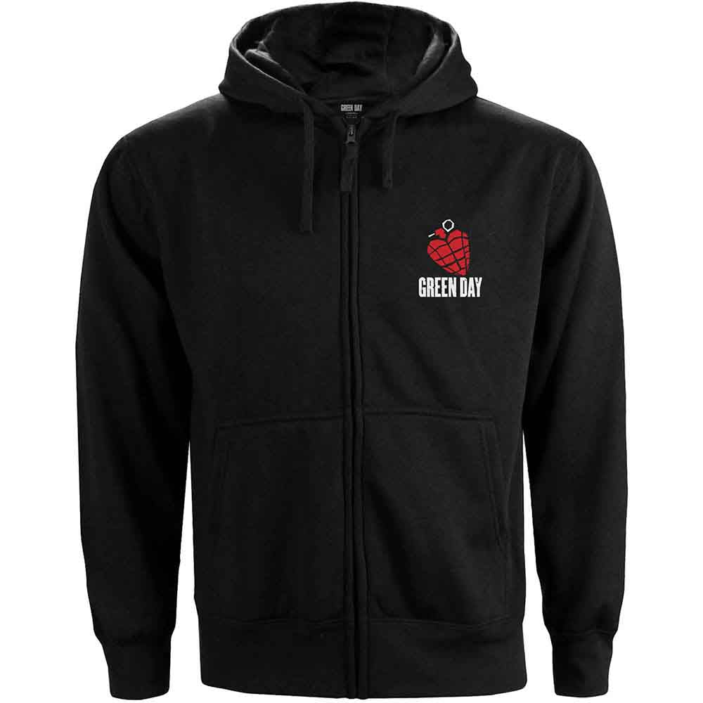 Green Day Ladies Zipped Hoodie: American Idiot (Black) (Back Print)
