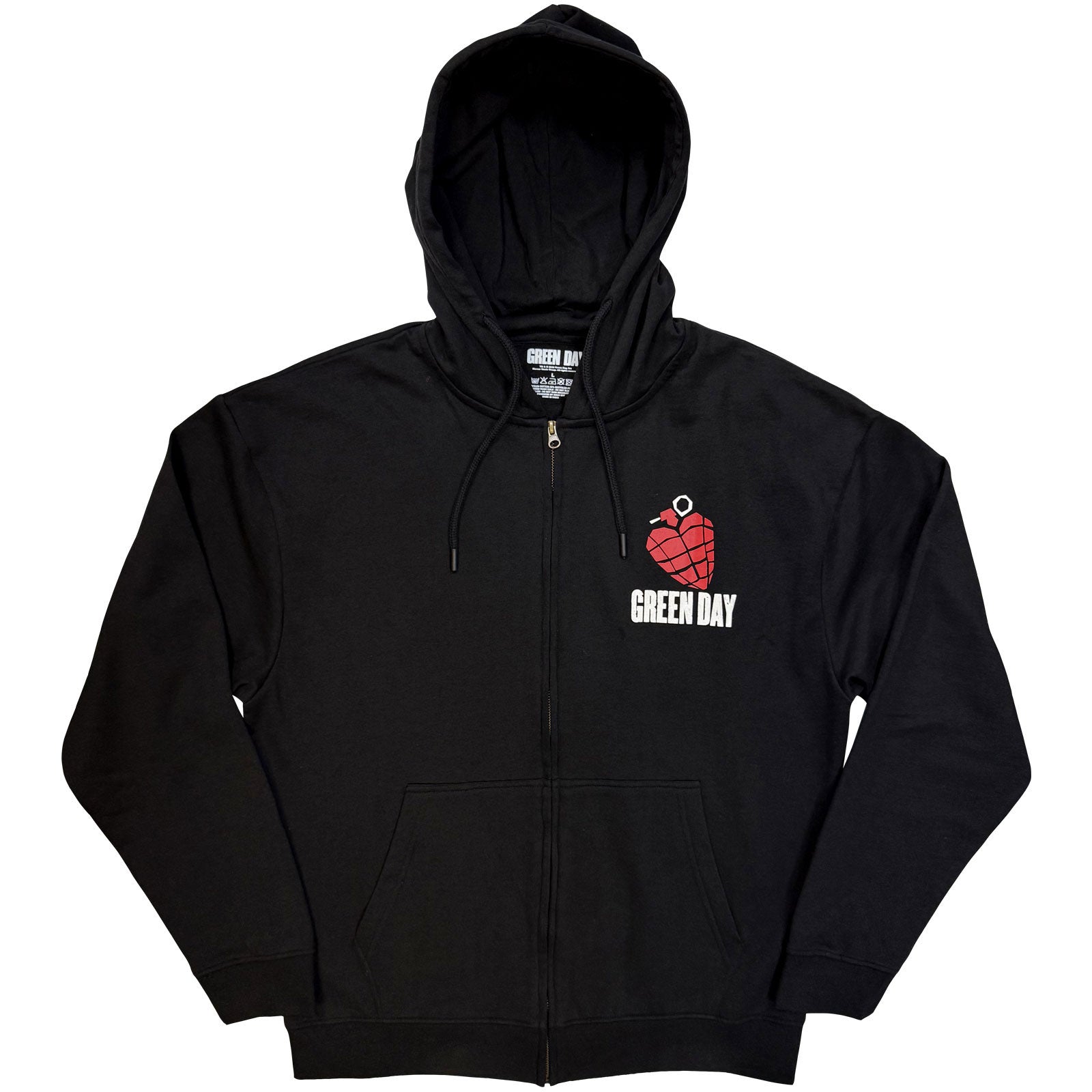 Green Day Unisex Zipped Hoodie: American Idiot (Black) (Back Print)