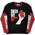 Green Day Unisex 2 In 1 Layered Long Sleeve T-Shirt: American Idiot (Black & Red) (Sleeve Print)
