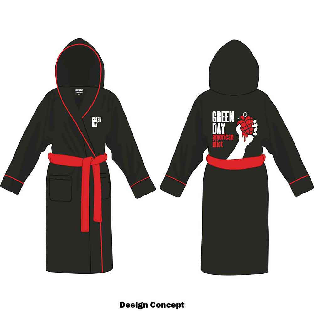 Green Day Unisex Bathrobe: American Idiot (Black) (Back Print)