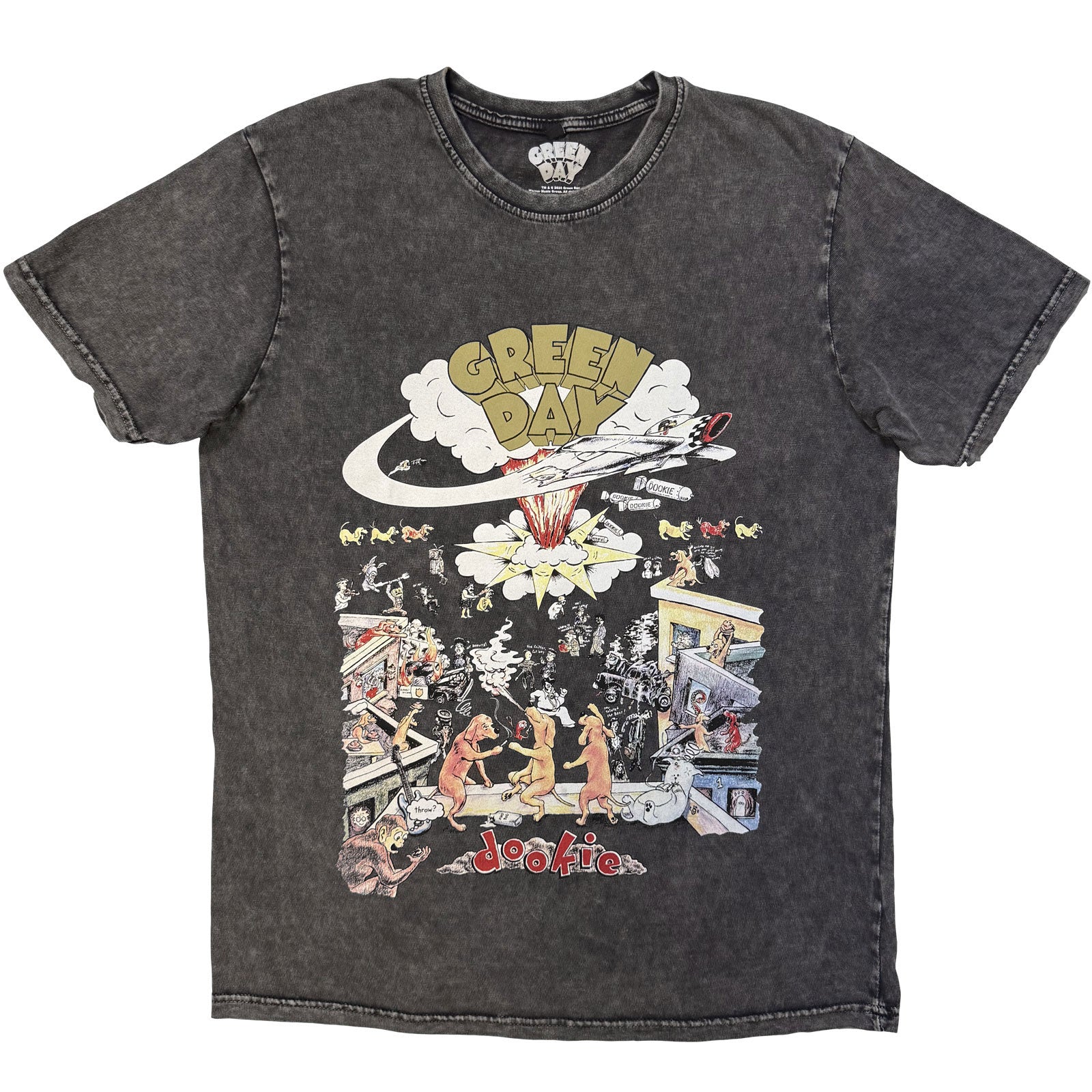 Green Day Unisex Stone Wash T-Shirt: 1994 Tour (Charcoal Grey)