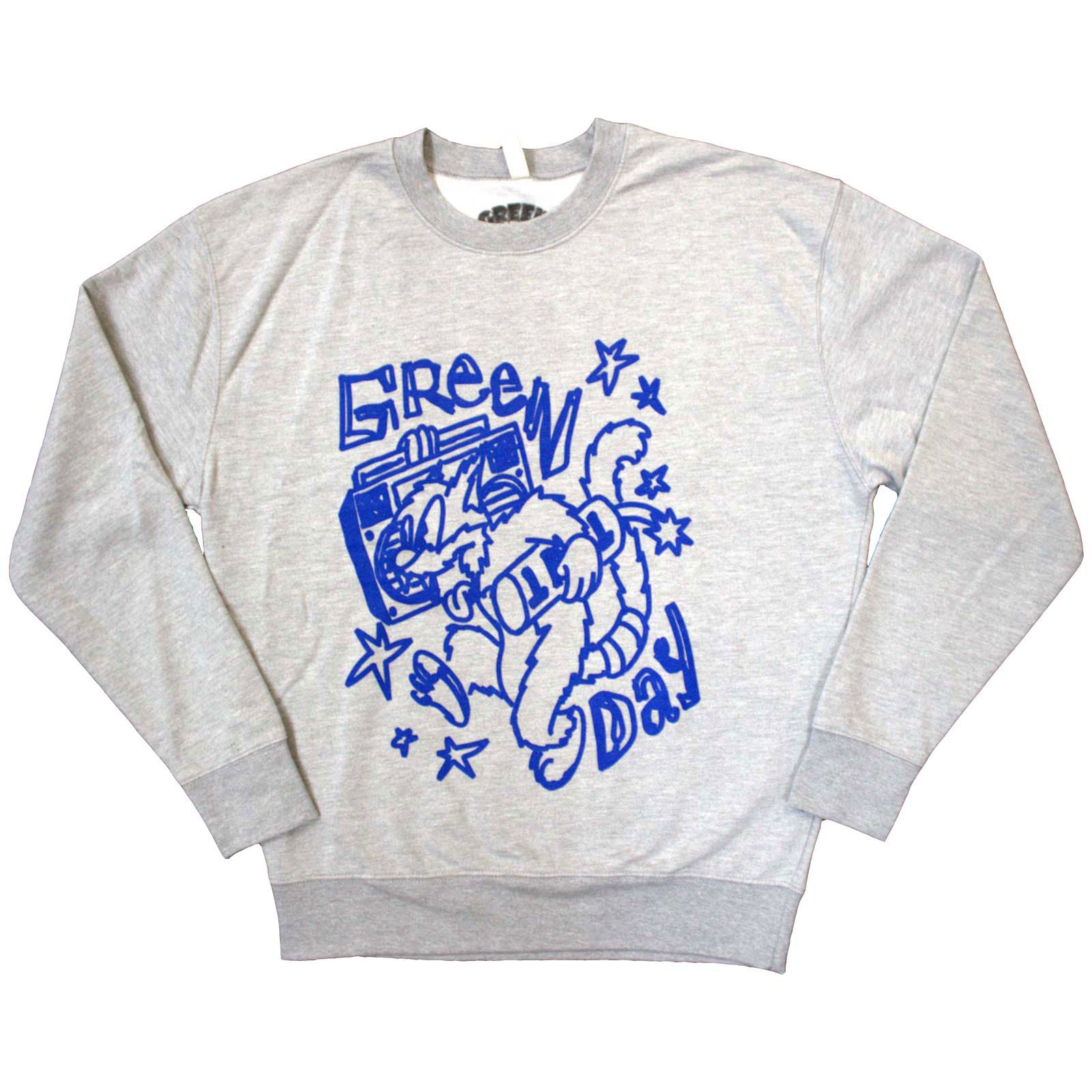 Green Day Unisex Sweatshirt: Cat Blaster (Grey)