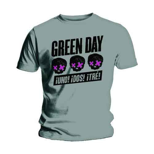 Green Day Unisex T-Shirt: Three Heads Better Than One (Grey)
