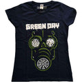 Green Day Ladies T-Shirt: Green Mask (Navy Blue)