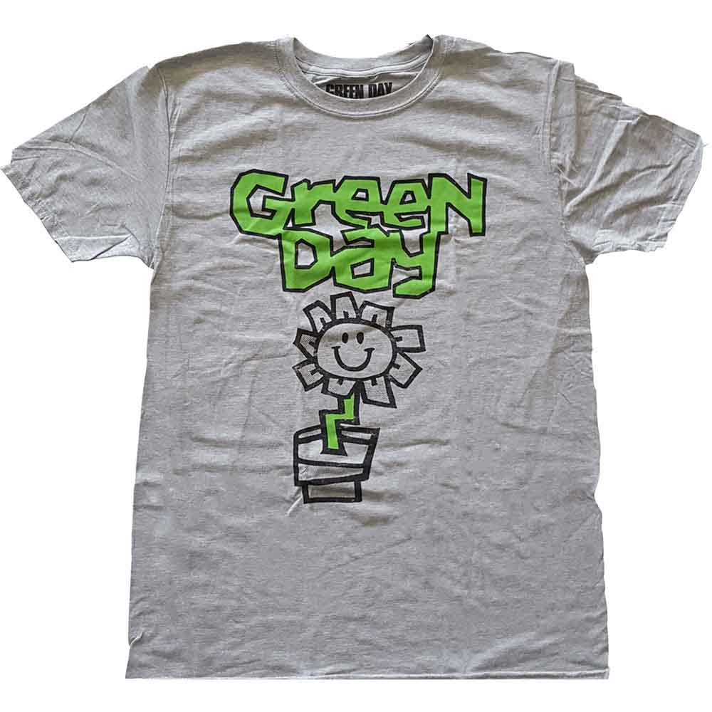 Green Day Unisex T-Shirt: Flower Pot (Grey)