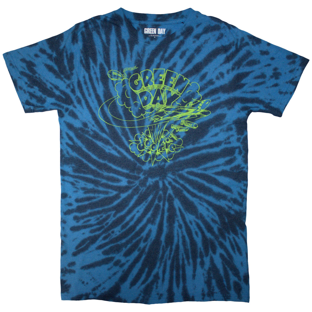 Green Day Unisex T-Shirt: Dookie Line Art (Blue) (Wash Collection)