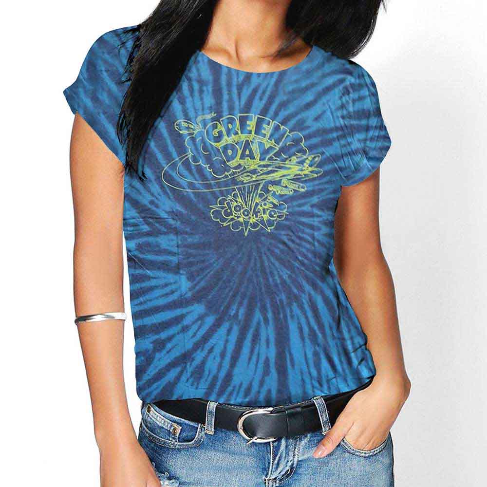 Green Day Unisex T-Shirt: Dookie Line Art (Blue) (Wash Collection)