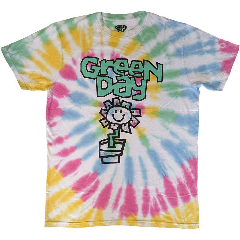 Green Day Unisex T-Shirt: Flower Pot (White) (Wash Collection)