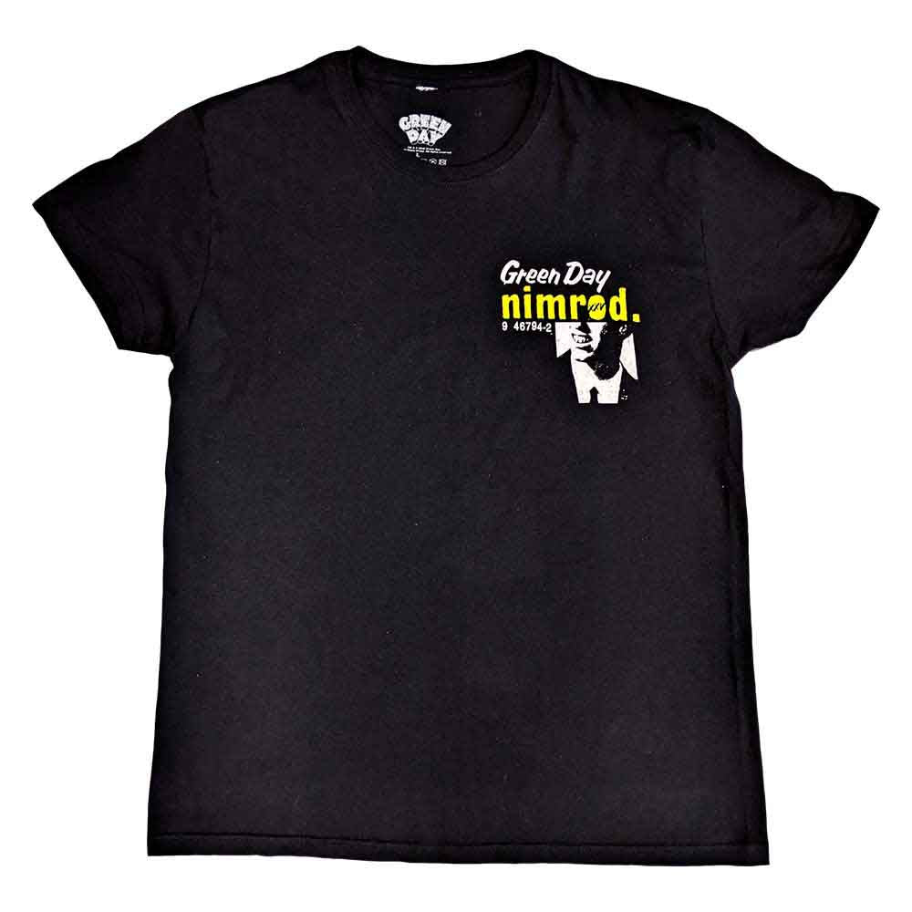 Green Day Unisex T-Shirt: Nimrod Breast Print (Black) (Back Print)