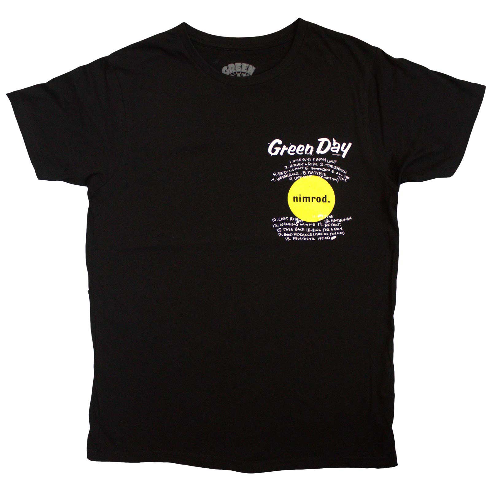 Green Day Unisex T-Shirt: Nimrod Pocket Mugshots (Black) (Back Print)