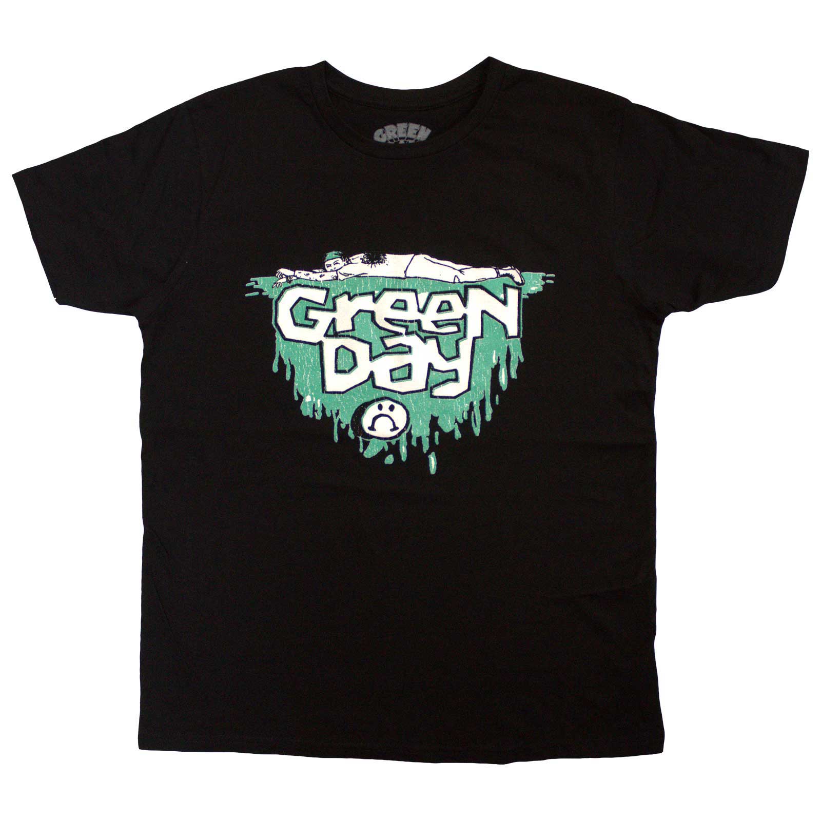 Green Day Unisex T-Shirt: Kerplunk Logo Sad Face (Black)