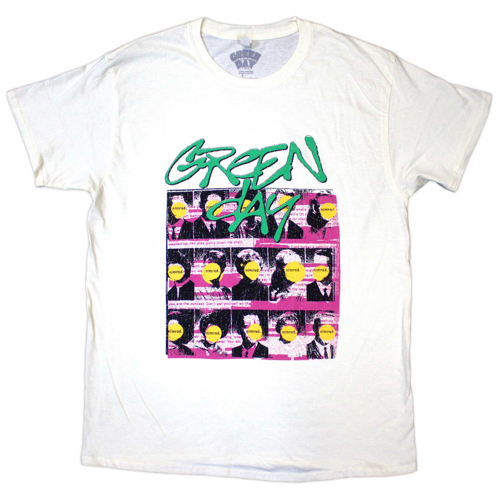 Green Day Unisex T-Shirt: Nimrod Mugshots (Natural)