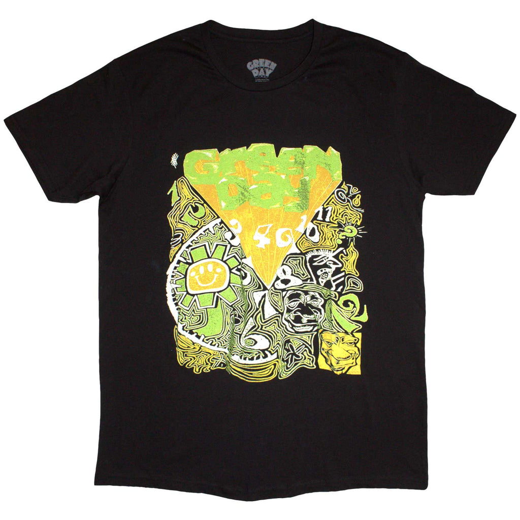 Green Day Unisex T-Shirt: Psychedelic Kerplunk (Black) (Back Print)