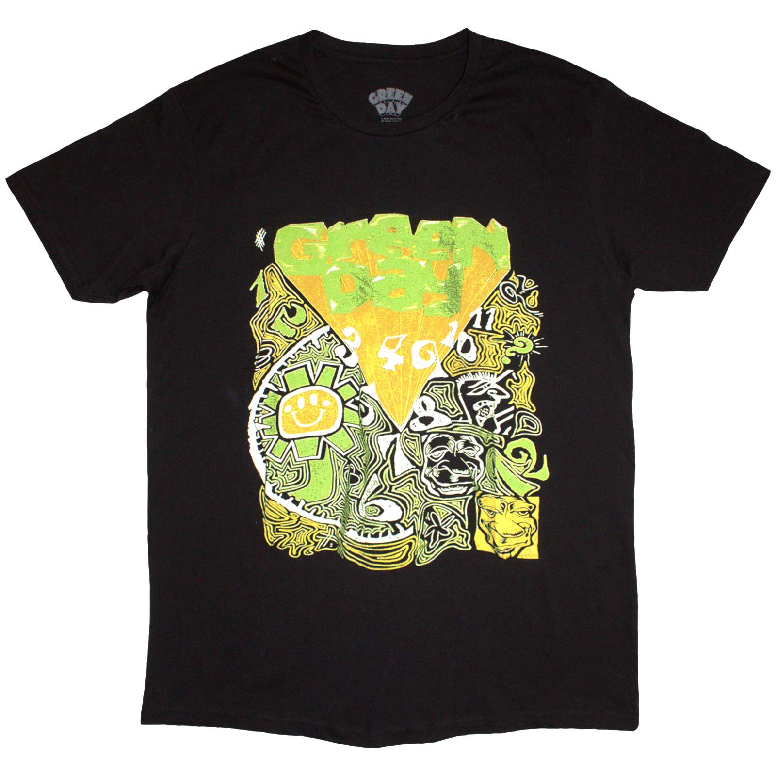 Green Day Unisex T-Shirt: Psychedelic Kerplunk (Black) (Back Print)