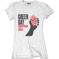 Green Day Ladies T-Shirt: American Idiot (White)