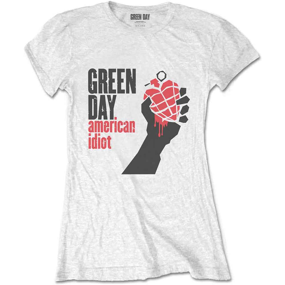 Green Day Ladies T-Shirt: American Idiot (White)