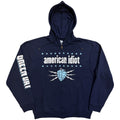 Green Day Unisex Zipped Hoodie: American Idiot Electric (Navy) (Sleeve Print)