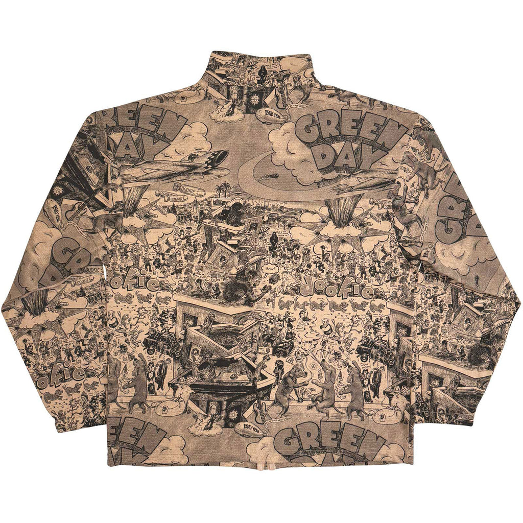 Green Day Unisex Zip Jacket: Dookie All Over Print (Brown) (Back Print)