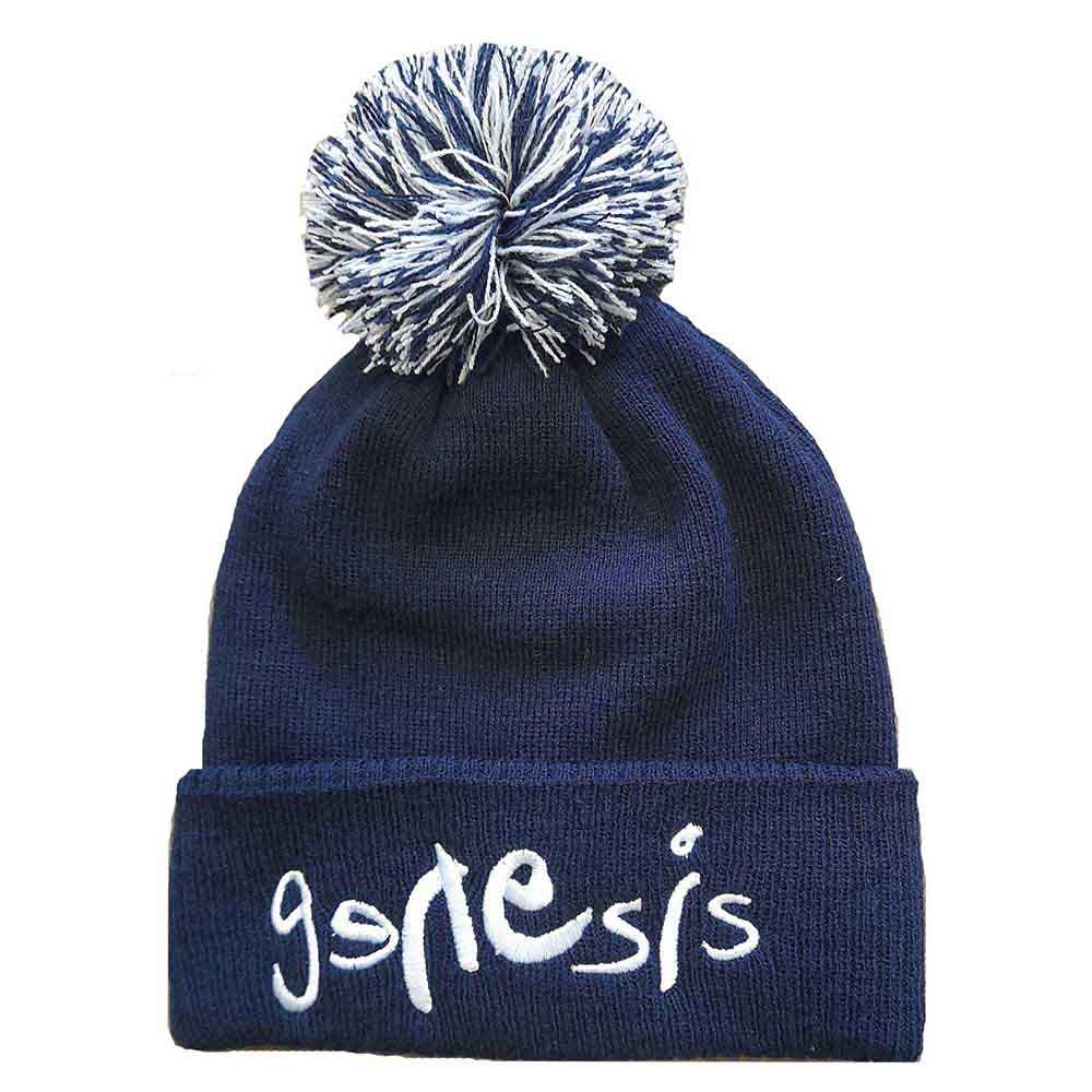Genesis Unisex Bobble Beanie Hat: Logo (Navy Blue)