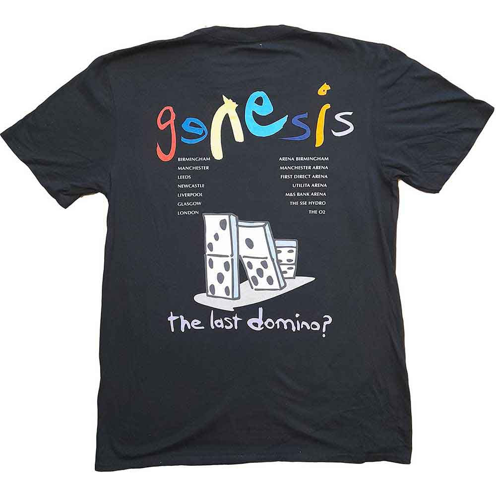 Genesis Unisex T-Shirt: The Last Domino? (Black) (Back Print & Ex-Tour)