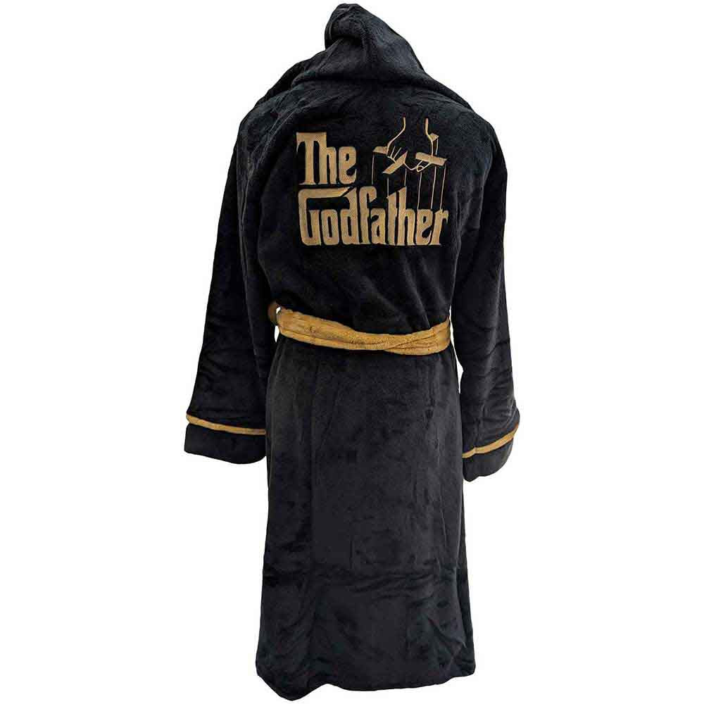 The Godfather Unisex Bathrobe: Rose & Logo (Black) (Back Print)