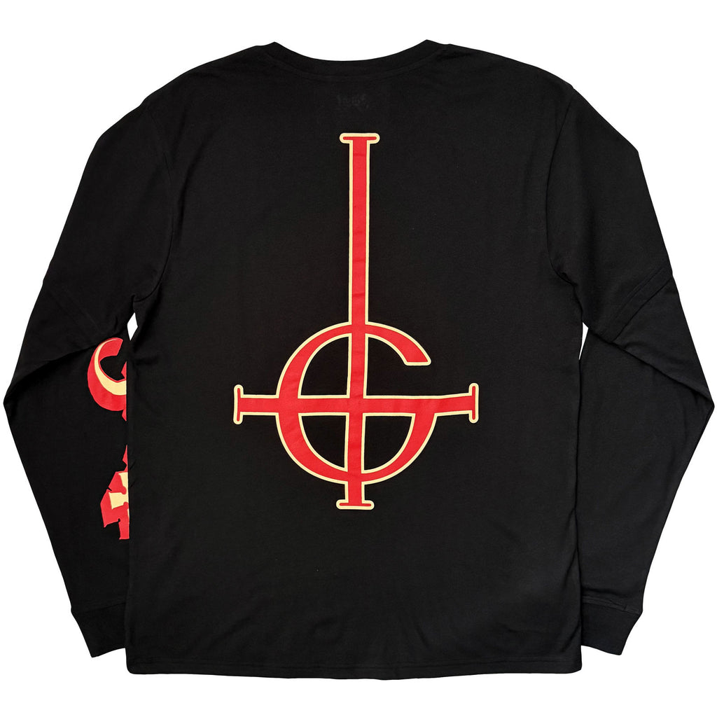 Ghost Unisex 2 In 1 Layered Long Sleeve T-Shirt: Serpent Split (Black) (Back Print)