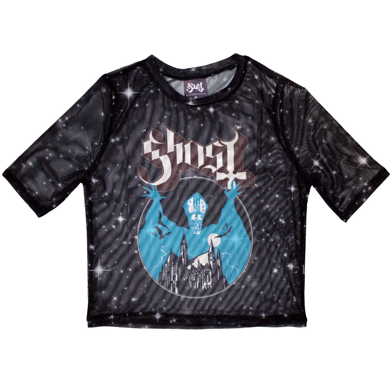 Ghost Ladies Mesh Crop Top: Opus (Black)