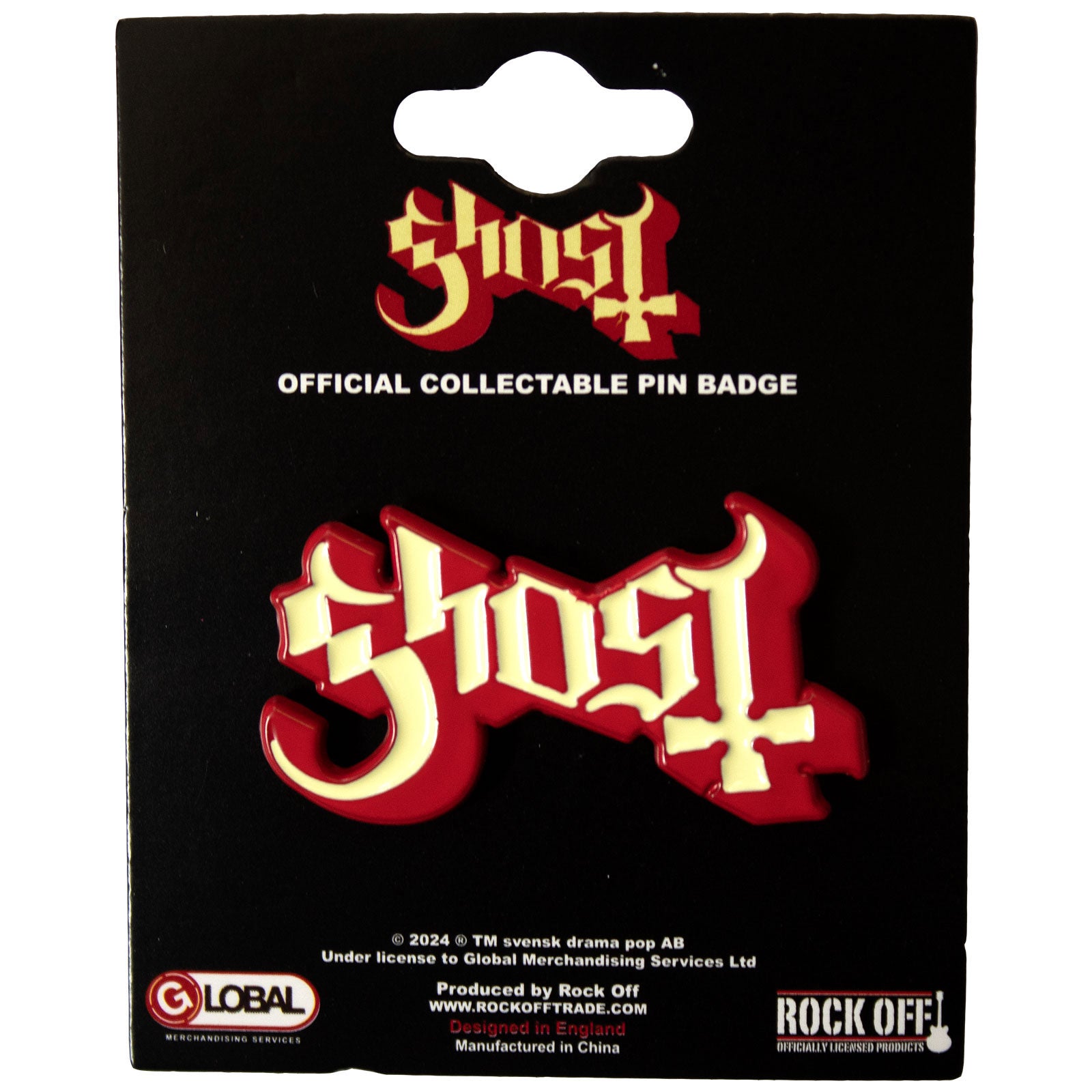 Ghost Pin Badge: Logo Red Shadow