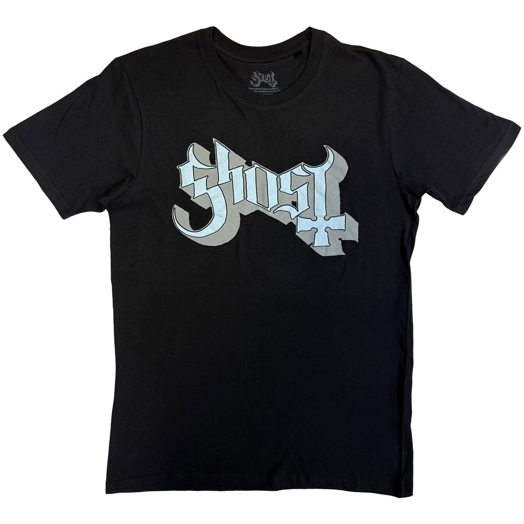 Ghost Unisex T-Shirt: Blue/Grey Keyline Logo (Black)