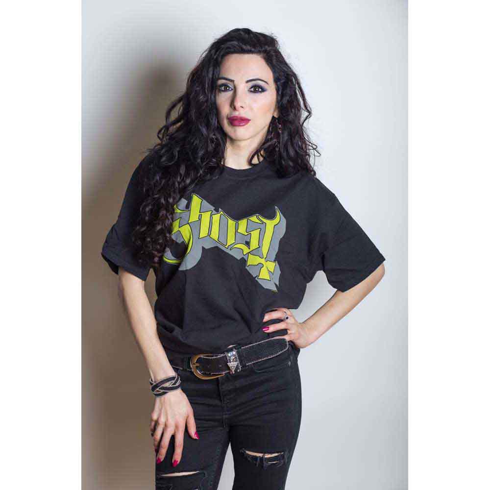 Ghost Unisex T-Shirt: Green/Grey Keyline Logo (Black)