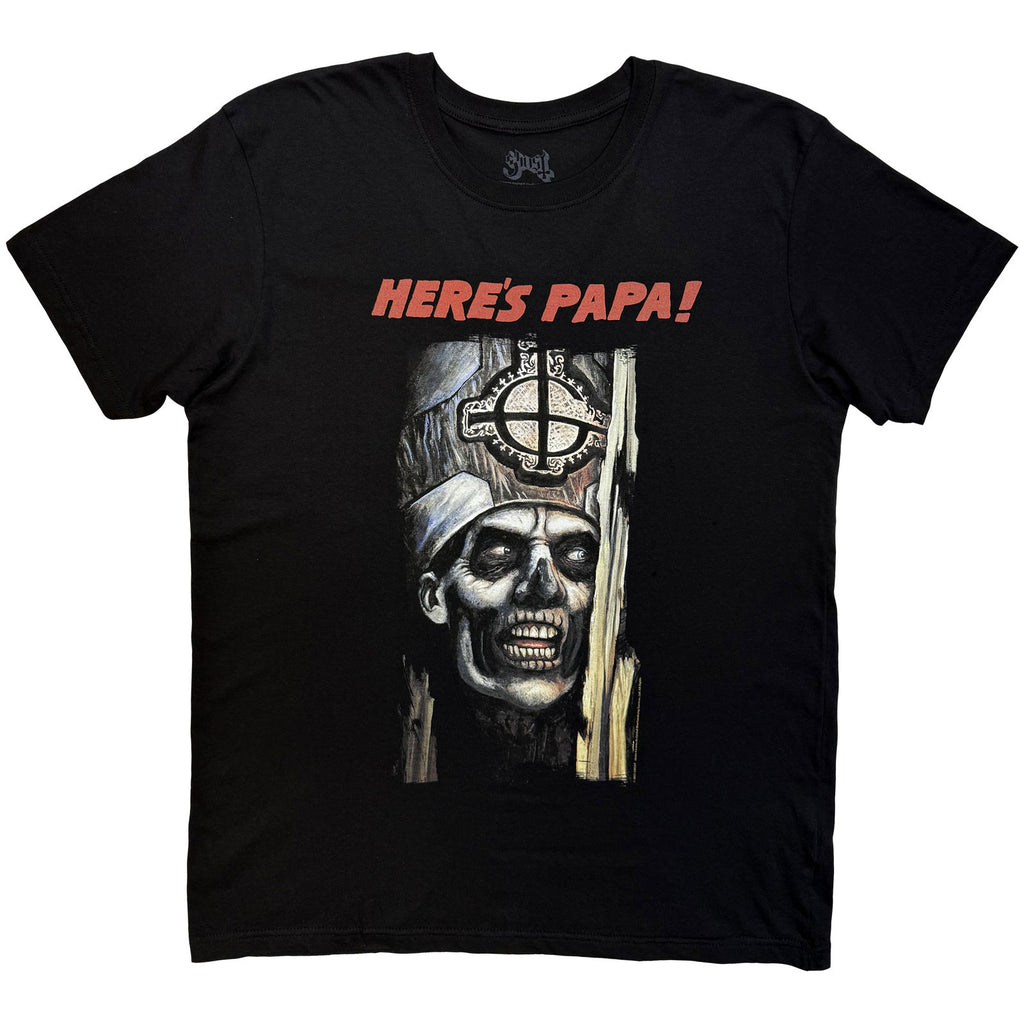 Ghost Unisex T-Shirt: Here's Papa (Black) (Back Print)
