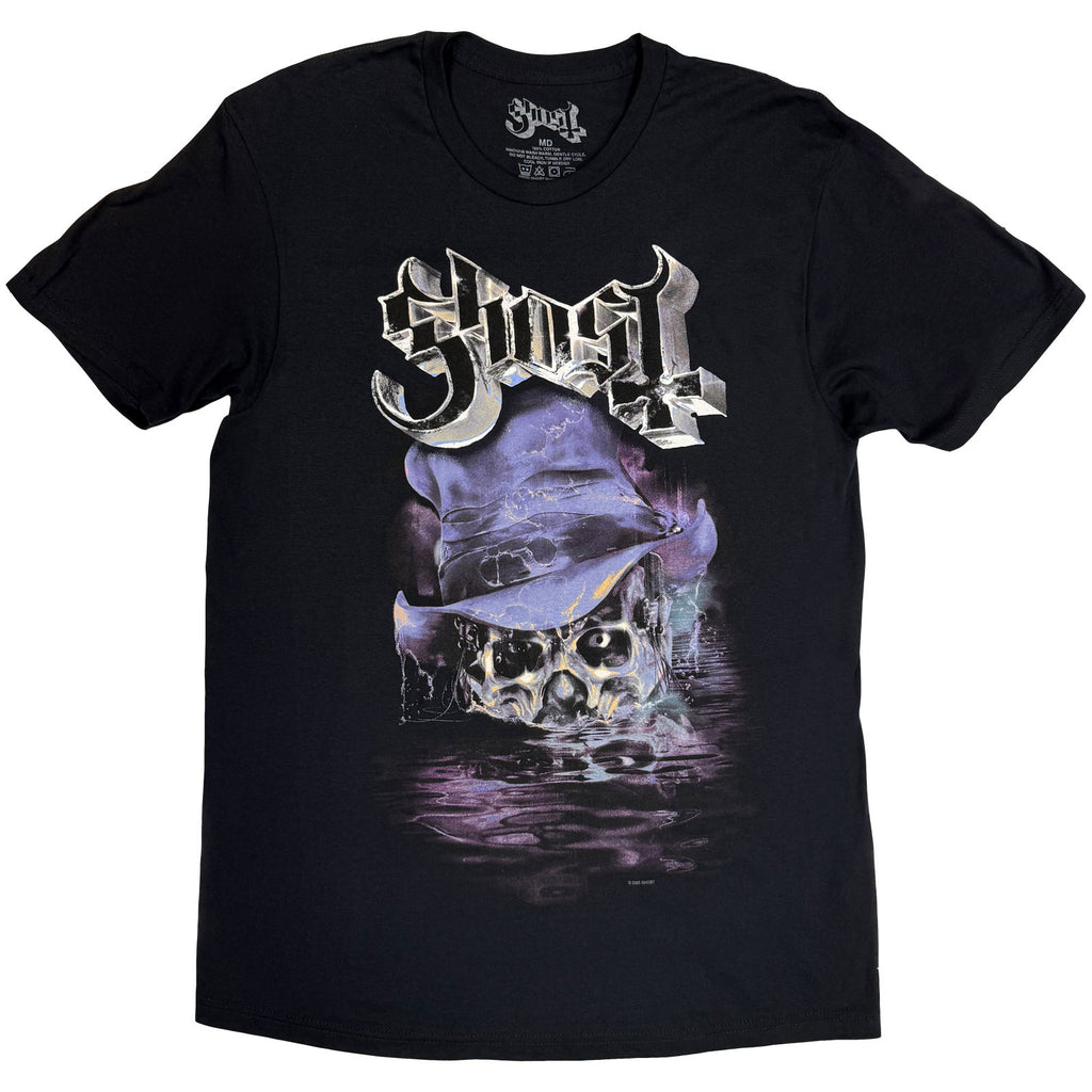 Ghost Unisex T-Shirt: Skeletour Admat '25 Tour Dates (Black) (Back Print)