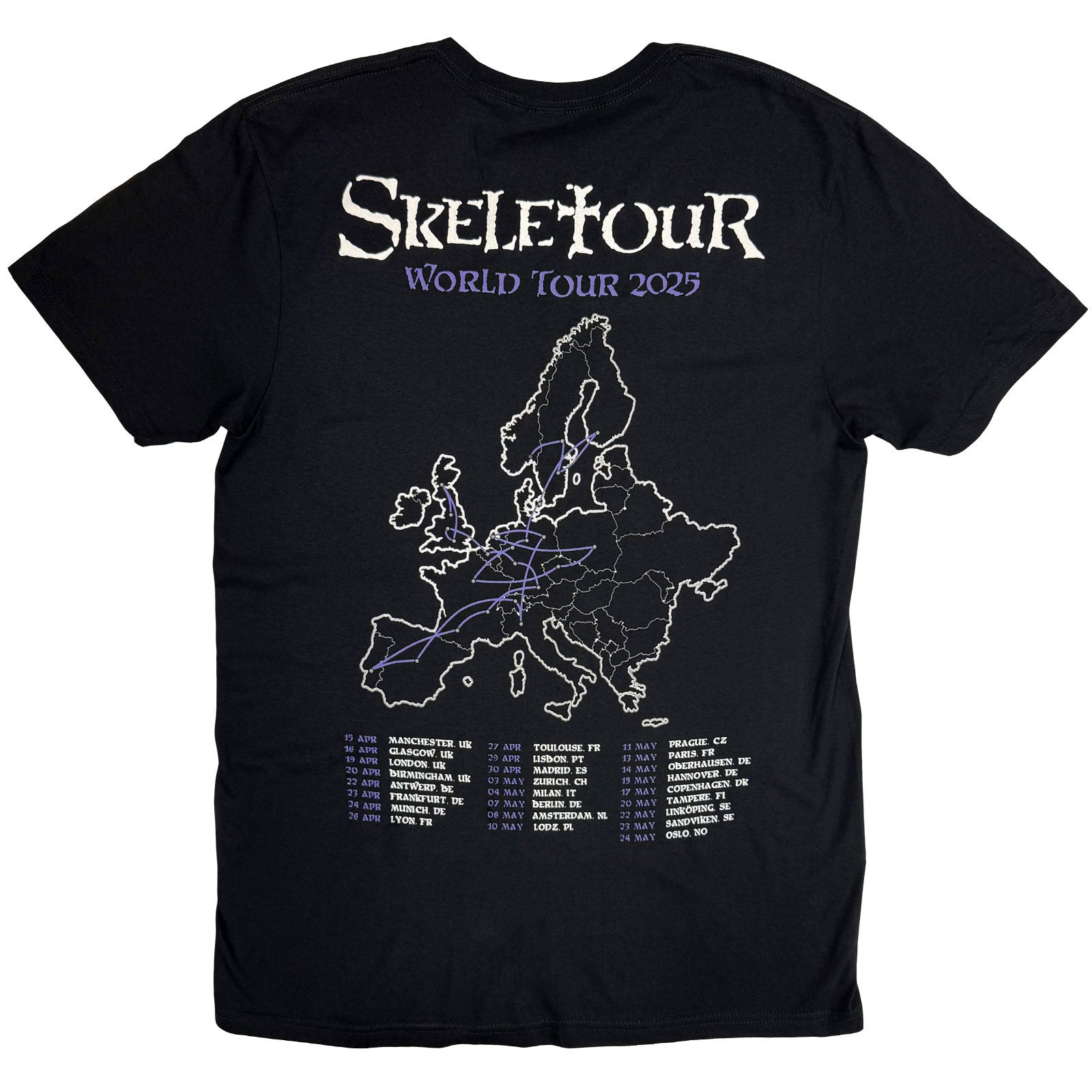Ghost Unisex T-Shirt: Skeleta Album Cover '25 Tour Dates (Black) (Back Print)